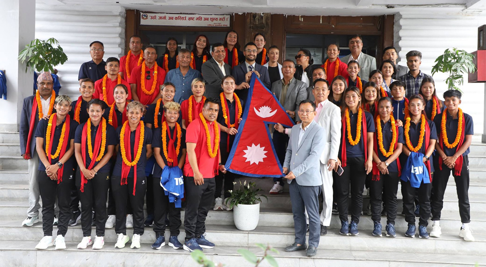 साफ महिला च्याम्पियनसिपका लागि नेपाली महिला फुटबल टोलीको बिदाइ