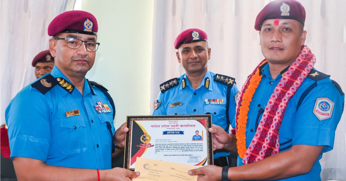 प्रहरी निरीक्षक विशाल मल्ल ‘बेस्ट प्रोभिन्स पुलिस अफ द मन्थ’ घोषित
